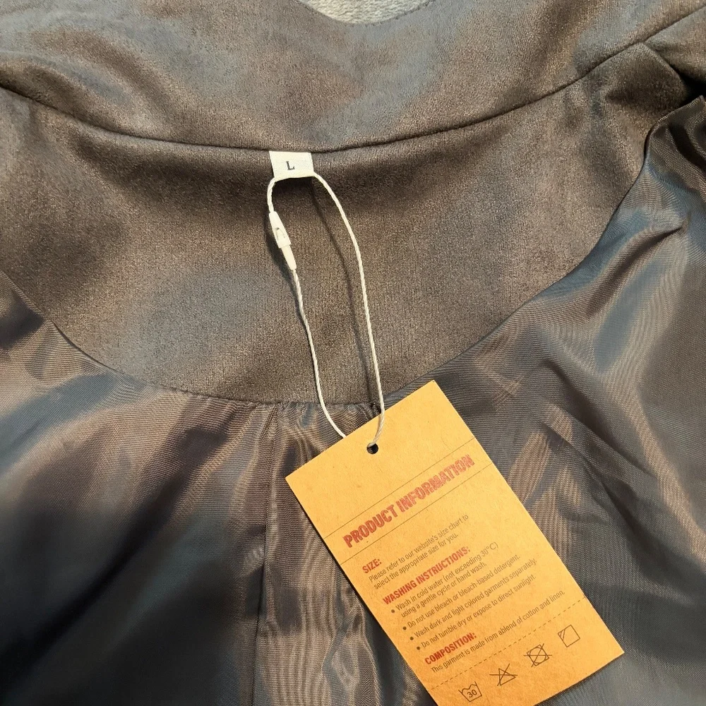Mens Trucker Jacket in Super Soft Suede Grey Size Large NWT - Picture 4 of 4